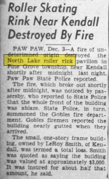 North Lake Roller Rink - Dec 03 1947 Article
